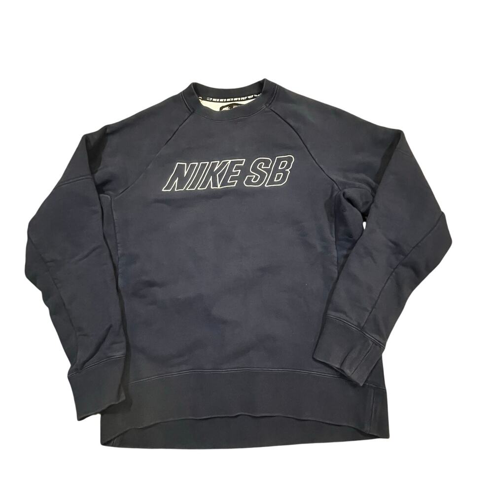 Nike SB Crewneck Sweatshirt Navy Blue Skate Spellout Pullover Men’s Large